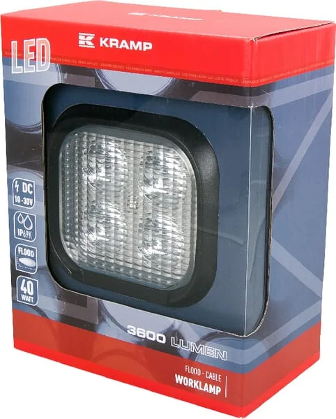 Kramp - LA10053 - Quadratisches LED-Scheinwerferlicht 40W 3600lm Breit