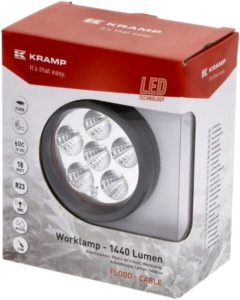 Kramp - LA10081 - Arbeitsleuchte LED 18W 1440lm Rund 10/30V Diameter 89mm Flood 6 LEDs