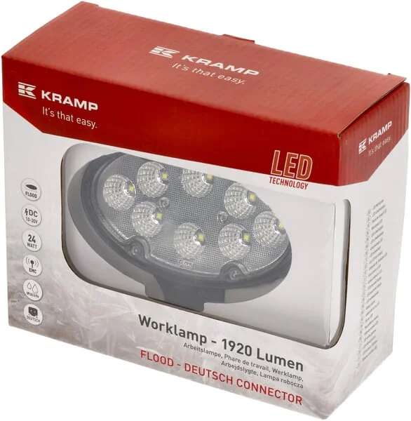 Kramp - LA10085 - Arbeitslicht LED 24W Oval Deutsch-Stecker Flood