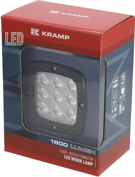 Kramp - LA10099 - Arbeitsleuchte LED 13.5W Quadratisch Deutsch-Stecker Flood
