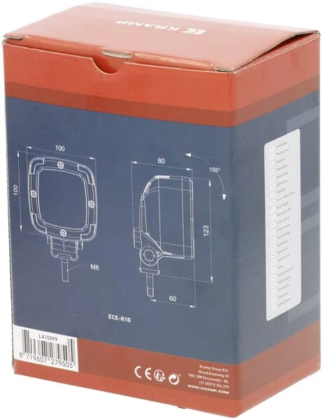 Kramp - LA10099 - Arbeitsleuchte LED 13.5W Quadratisch Deutsch-Stecker Flood