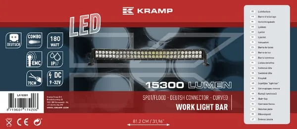 Kramp - LA10309 - LED-Arbeitsscheinwerfer 180W 15300lm Rechteckig