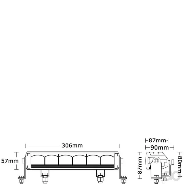 Kramp - LA10320 - LED-Leuchte, 72W, 3900lm, Rechteckig, 12/48V, Weiß, 306x90x57mm, Deutsch 3-Polig, Tagfahr-/Abblendlicht Kramp – Vorne
