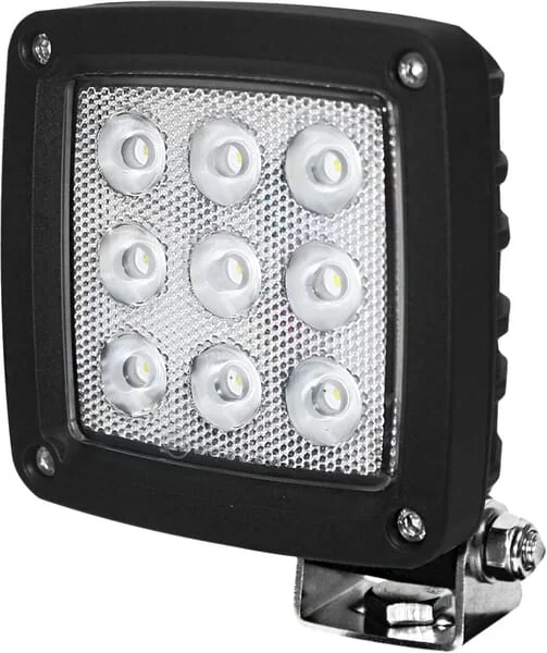 Kramp - LA10555 - Arbeitsleuchte LED, 27W, 3000lm, Quadratisch, Weiss, 10/30V, Deutsch-Stecker, Weitstrahler, 9 LEDS