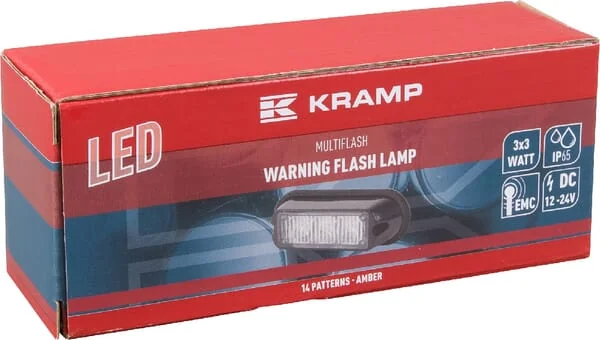 Kramp - LA20009 - Warnleuchte LED, 6W, 12-24V, Amber, Verschraubt, 106x34x30mm, 3 LEDs
