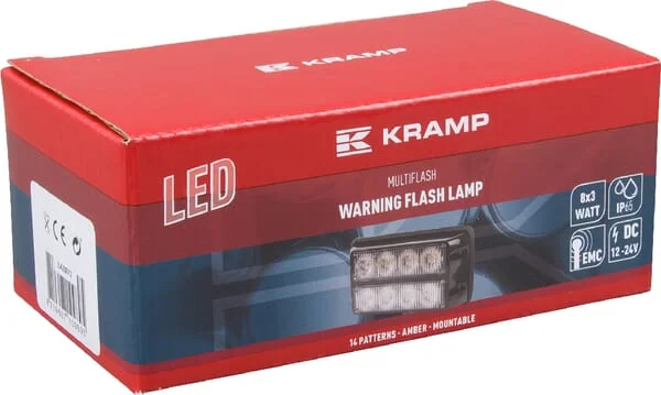 Kramp - LA20012 - Warnleuchte LED, 24W, 12-24V, Amber, Verschraubt, 132x66x30mm, 8 LEDs