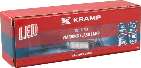 Kramp - LA20013 - Warnleuchte LED, 12W, 12-24V, Amber, Verschraubt, 96x28x19mm, 4 LEDs
