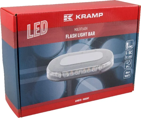 Kramp - LA20018 - LED Lichtleiste, 90W, 12-24V, gelb, angeschraubt, 250x173x36mm, 30 LED, Kramp