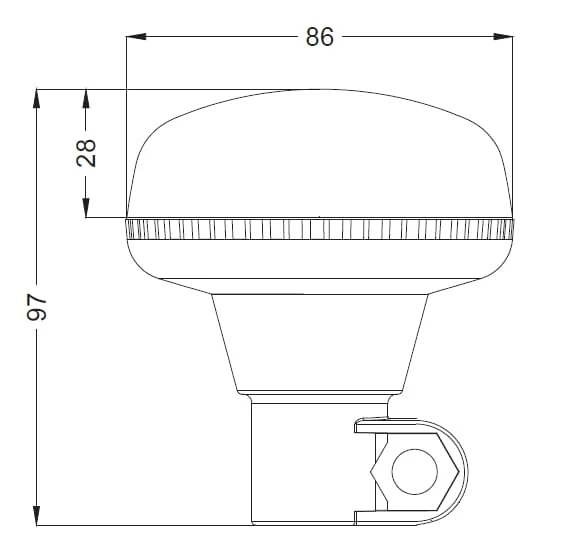 Kramp - LA20093 - Warn-LED-Leuchte, Niedriges Profil, 15W, 12-24V, Gelb, DIN-Anschluss, Diameter 86mm X 97mm