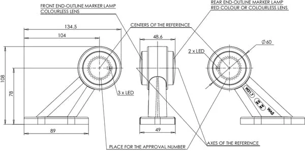 Kramp - LA30001 - Markierungsleuchte LED, 12-24V, 108x134,5x48,6mm, Kramp – Rechts