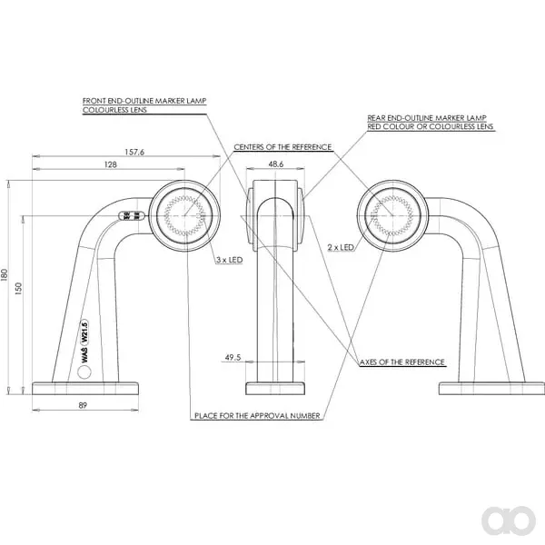 Kramp - LA30003 - Markierungsleuchte LED, 12-24V, 180x157,6x48,6mm – Rechts