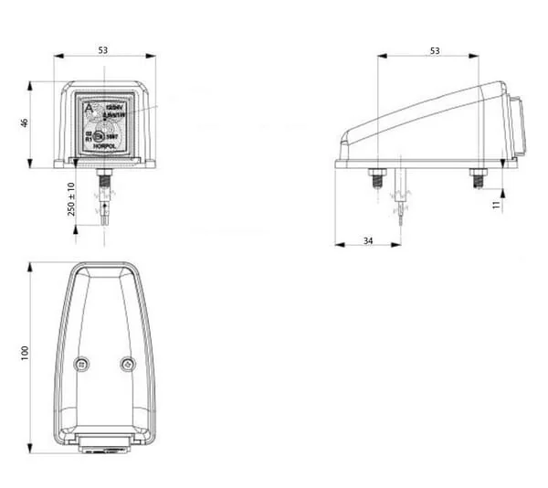 Kramp - LA30151 - Markierungsleuchte LED, 0.5/1W, Quadratisch, 12/24V, Weiss, 100x53x46mm, 3 LEDs