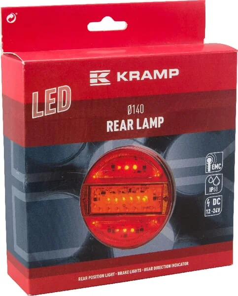 Kramp - LA40011 - Multifunktions-Ruecklicht LED, Rund, 12-24V, Diameter 140mm