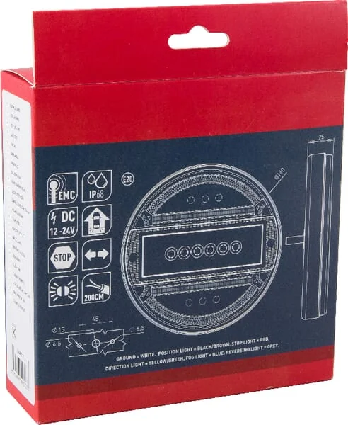 Kramp - LA40011 - Multifunktions-Ruecklicht LED, Rund, 12-24V, Diameter 140mm