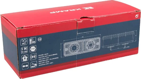Kramp - LA40015 - Multifunktions-Rückleuchte LED, rechteckig, 12-24V, 200x70x60mm, Kramp