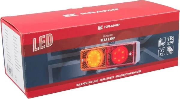 Kramp - LA40016 - Multifunktionale hintere LED-Leuchte, rechteckig, 12-24V, 200x70x60mm, 5-polig, Kramp
