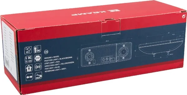 Kramp - LA40017 - Multifunktionale hintere rechte LED-Leuchte, rechteckig, 12-24V, 287.5x100.5x65mm, Kramp