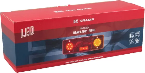 Kramp - LA40018 - Mehrzweck-Rueckleuchte Rechts LED, Rechteckig, 12-24V, 287.5x100.5x65mm, 5-Polig