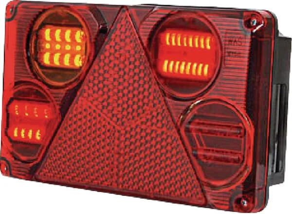 Kramp - LA40026 - Multifunktions-Ruecklicht Stangen LED, Rechteckig, 12-24V, 232x142x59mm, 5-Bolzen