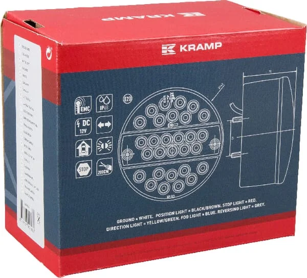 Kramp - LA40045 - Multifunktions-Rückleuchte LED, Rund, 12V, Diameter 142mm