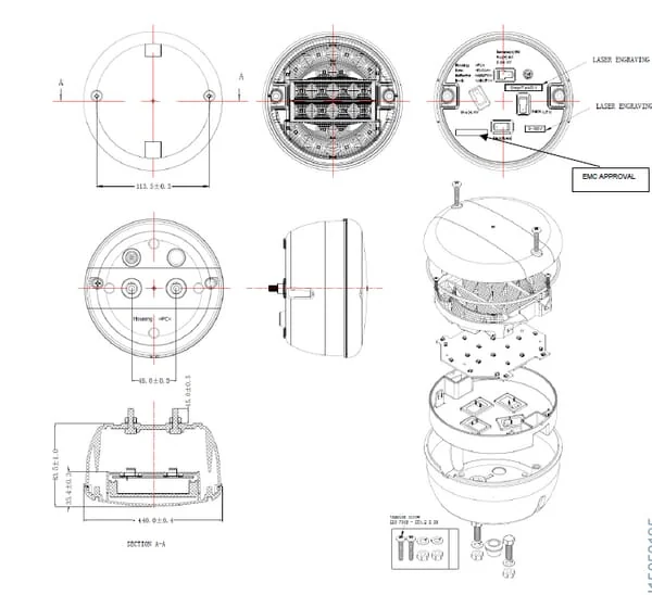 Kramp - LA40089 - Multifunktions-Ruecklicht LED Rund 12-24V Diameter 140mm Hamburger