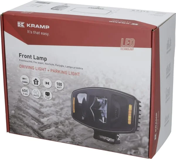 Kramp - LA80042 - LED-Scheinwerfer, 100W, Rechteckig, 9-36V, 247x176x92 mm, Tagfahrlicht, Doppeltes Standlicht