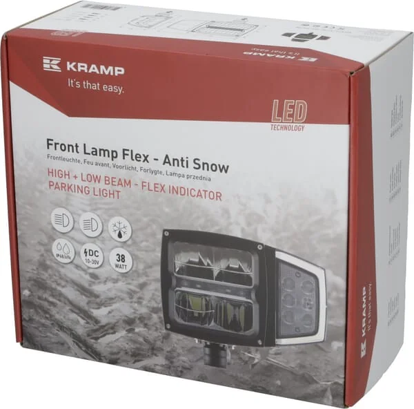 Kramp - LA80043 - LED-Scheinwerfer, 38W, Rechteckig, 12-24V, 229x150x80mm, Beheizt, Fernlicht/Abblendlicht, Flex Anti-Schnee
