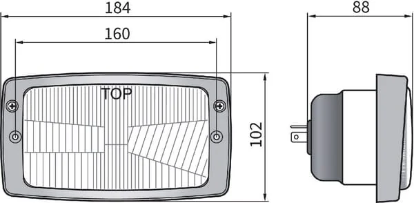 Kramp - LA80162 - Halogenscheinwerfer, rechteckig, 12/24V, 184x102mm, Kramp