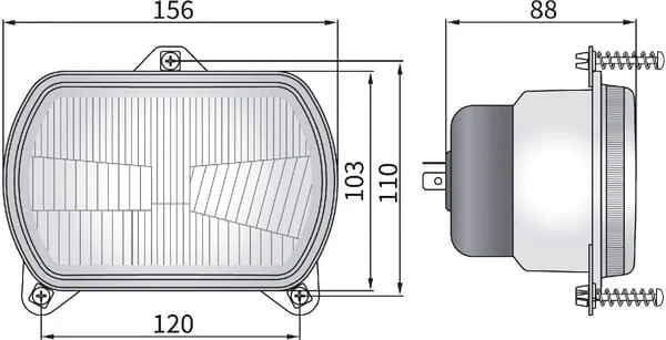 Kramp - LA80165 - Halogenscheinwerfer, Oval, 12/24V, 156x103mm