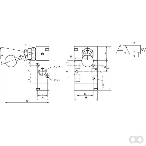 Kramp - MAL32M18NC - Hebelventil 3/2-Hand 1/8"