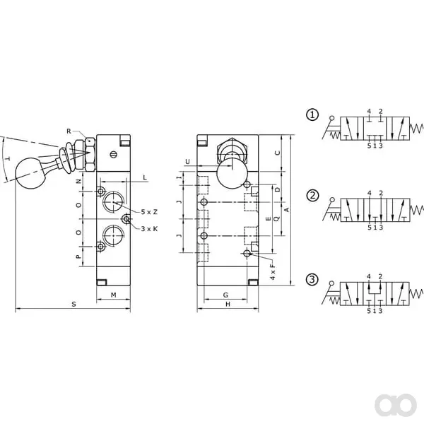 Kramp - MAL53M14CC - Hebelventil 5/3-Hand 1/4"