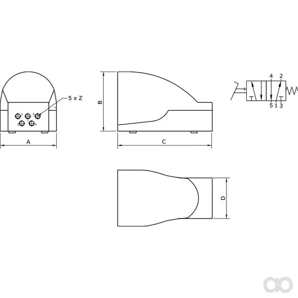 Kramp - MEF52B14 - 5/2-Ventil, fussbetaetigt 1/4"