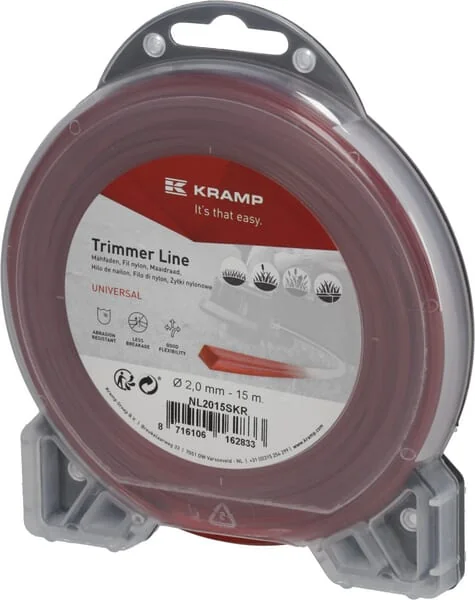 Kramp - NL2015SKR - Schneidfaden Für Trimmer Diameter 2 mm 15 m Mit Quadratischem Profil, Rot, Kramp