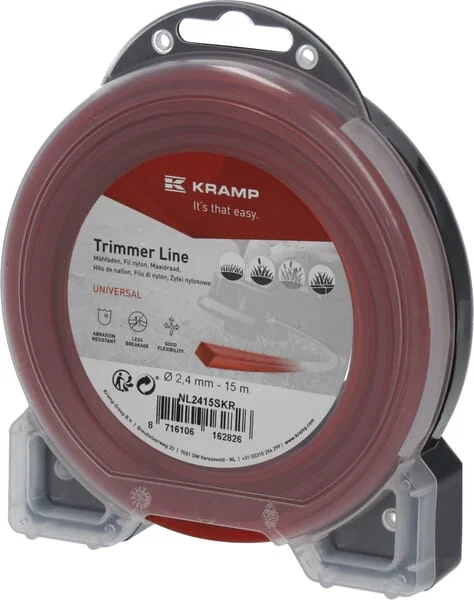Kramp - NL2415SKR - Schneidfaden Für Trimmer Diameter 2,4 mm 15 m Quadratisches Profil, Rot, Kramp