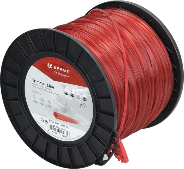 Kramp - NL24343SKR - Schneidfaden Für Trimmer Diameter 2,4 mm 343 m Mit Quadratischem Profil, Rot, Kramp