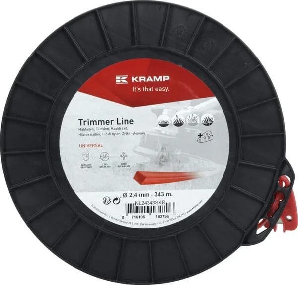 Kramp - NL24343SKR - Schneidfaden Für Trimmer Diameter 2,4 mm 343 m Mit Quadratischem Profil, Rot, Kramp