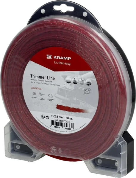 Kramp - NL2488TCKR - Trimmerfaden Diameter 2,4 mm 88 m Verdrillt Rot, Für Leisen Betrieb, Kramp