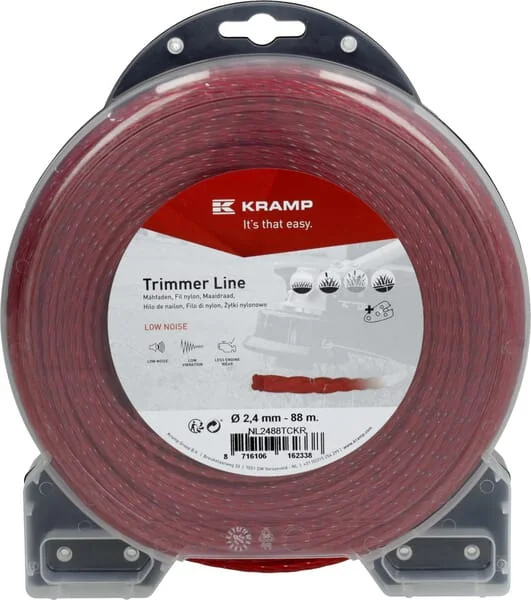 Kramp - NL2488TCKR - Trimmerfaden Diameter 2,4 mm 88 m Verdrillt Rot, Für Leisen Betrieb, Kramp