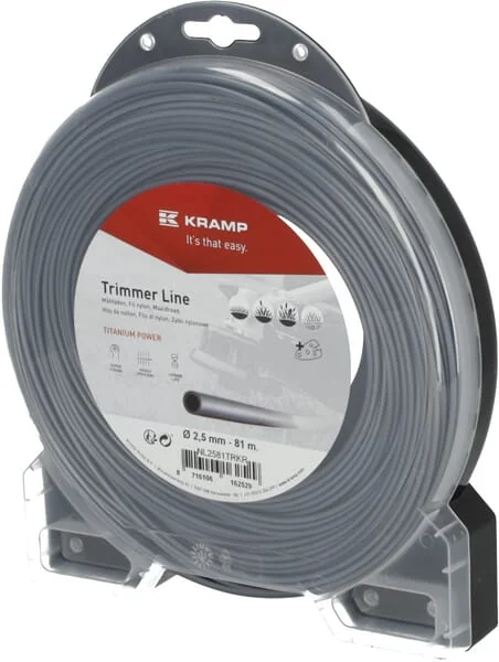 Kramp - NL2581TRKR - Trimmerlinie Diameter 2,5 mm 81 m Rund Titanium Power Grau