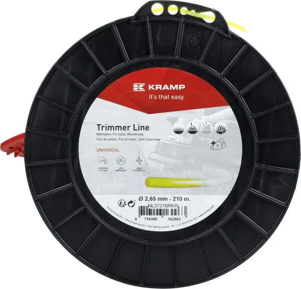 Kramp - NL27210RKR - Reißfester Trimmerfaden Diameter 2,65 mm 210 m Mit Rundem Profil, Gelb, Kramp