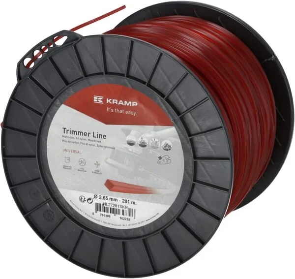 Kramp - NL27281SKR - Trimmerfaden Diameter 2,65 mm 281 m Quadratisch Rot Kramp