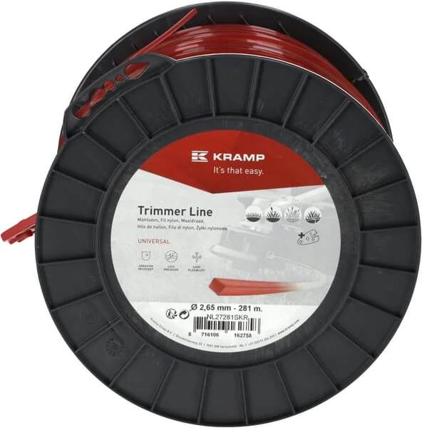 Kramp - NL27281SKR - Trimmerfaden Diameter 2,65 mm 281 m Quadratisch Rot Kramp