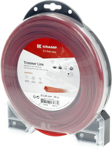 Kramp - NL2755SKR - Schneidfaden Für Trimmer Diameter 2,65 mm 55 m Mit Quadratischem Profil, Rot, Kramp