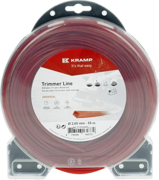 Kramp - NL2755SKR - Schneidfaden Für Trimmer Diameter 2,65 mm 55 m Mit Quadratischem Profil, Rot, Kramp