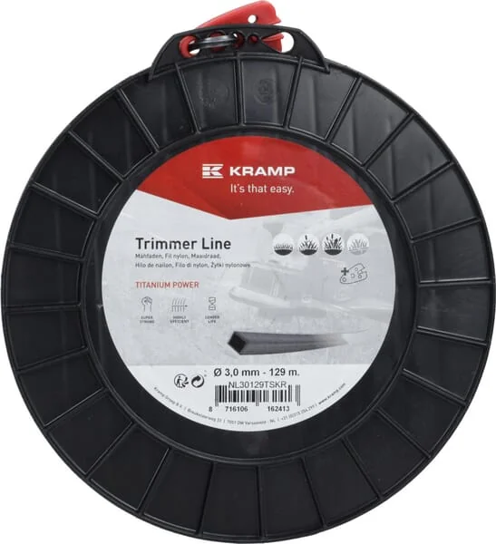 Kramp - NL30129TSKR - Trimmerline Diameter 3 mm 129 m Quadratisch Titanium Power Grau