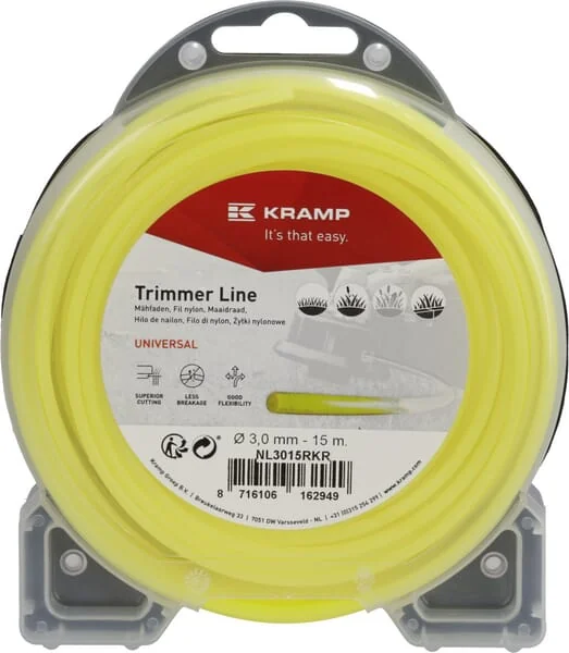Kramp - NL3015RKR - Schneidfaden Für Trimmer Diameter 3 mm 15 m Mit Rundem Profil, Gelb, Kramp