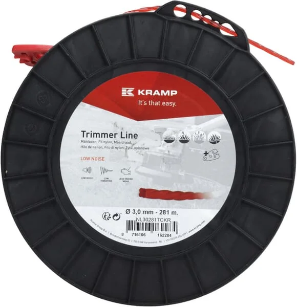 Kramp - NL30281TCKR - Trimmer-Schnur Diameter 3 mm 281 m Gedreht Leise Rot Kramp