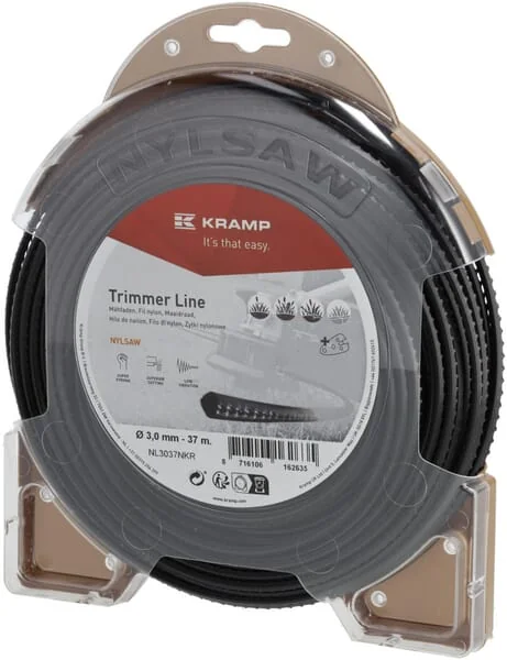 Kramp - NL3037NKR - Trimmerlinie Diameter 3mm 37m Quadratisch Nylsaw Schwarz