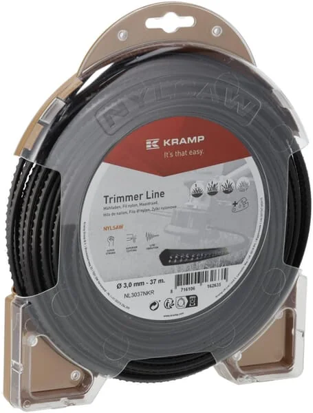 Kramp - NL3037NKR - Trimmerlinie Diameter 3mm 37m Quadratisch Nylsaw Schwarz