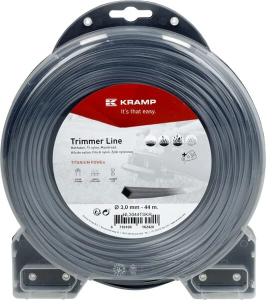 Kramp - NL3044TSKR - Trimmerlinie Diameter 3mm 44m Quadratisch Titanium Power Grau